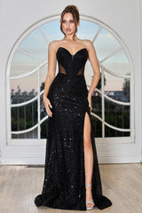 Adora 3284 Sequin Corset Evening Dress
