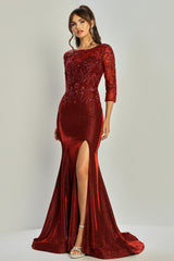 Adora 3315-03 Boat Neckline 3/4 Sleeves Mermaid Mother of the Bride Dress