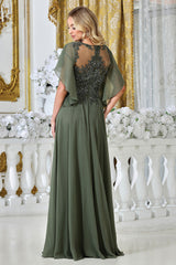 Adora 3318-03 V Neckline Flutter Sleeve Beaded Bodice Mother of the Bride Dress
