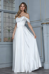 Adora 3343-01 Off Shoulder Cowl Bridal Dress