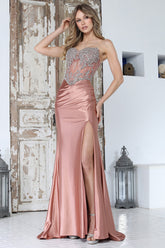 Adora 3369 Beaded Corset High Slit Prom 2026 Dress