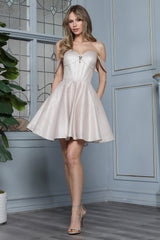 Adora 1090 Off-Shoulder Lace-Up Homecoming Dress