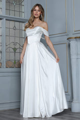 Adora 3343-01 Off Shoulder Cowl Bridal Dress
