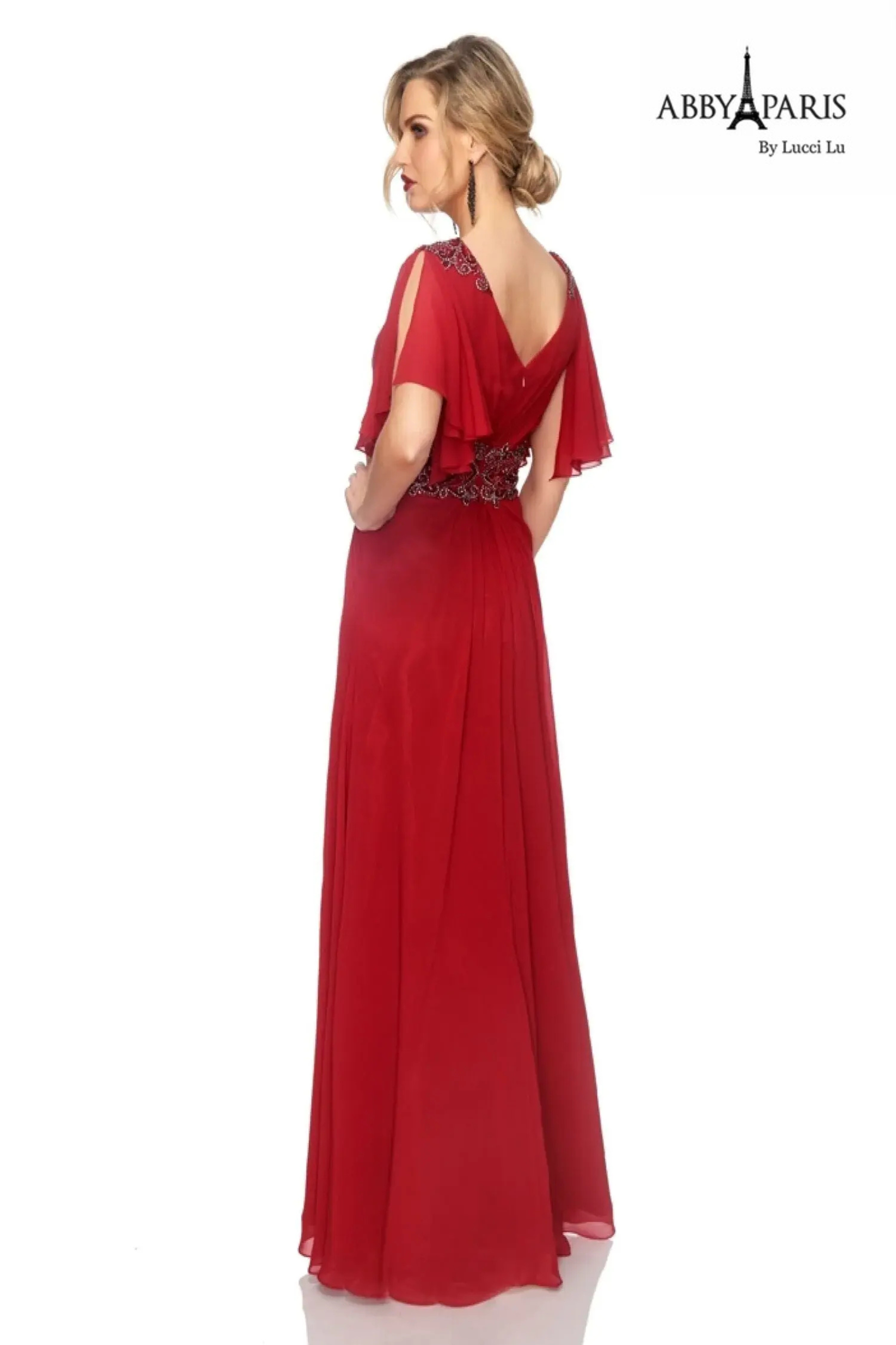 Abby Paris 986002W Flutter Sleeve Mother of the Bride Dress