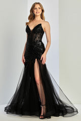 Adora 3240 Beaded Corset Evening Dress