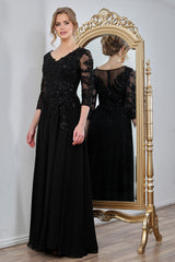 Adora 3247-03 V Neckline 3/4 Sleeves Beaded Lace Bodice Mother of the Bride Dress