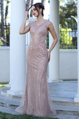 Adora 3272-03 V-Neck Cap Sleeve Beaded Mother of the Bride Dress Size 12W only