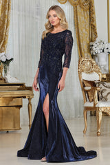 Adora 3315-03 Boat Neckline 3/4 Sleeves Mermaid Mother of the Bride Dress
