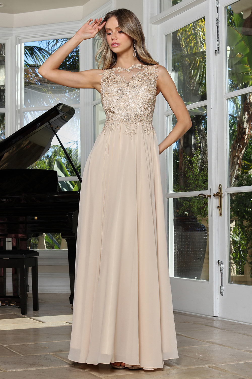 Adora 3344-03 Beaded Bodice Evening Dress