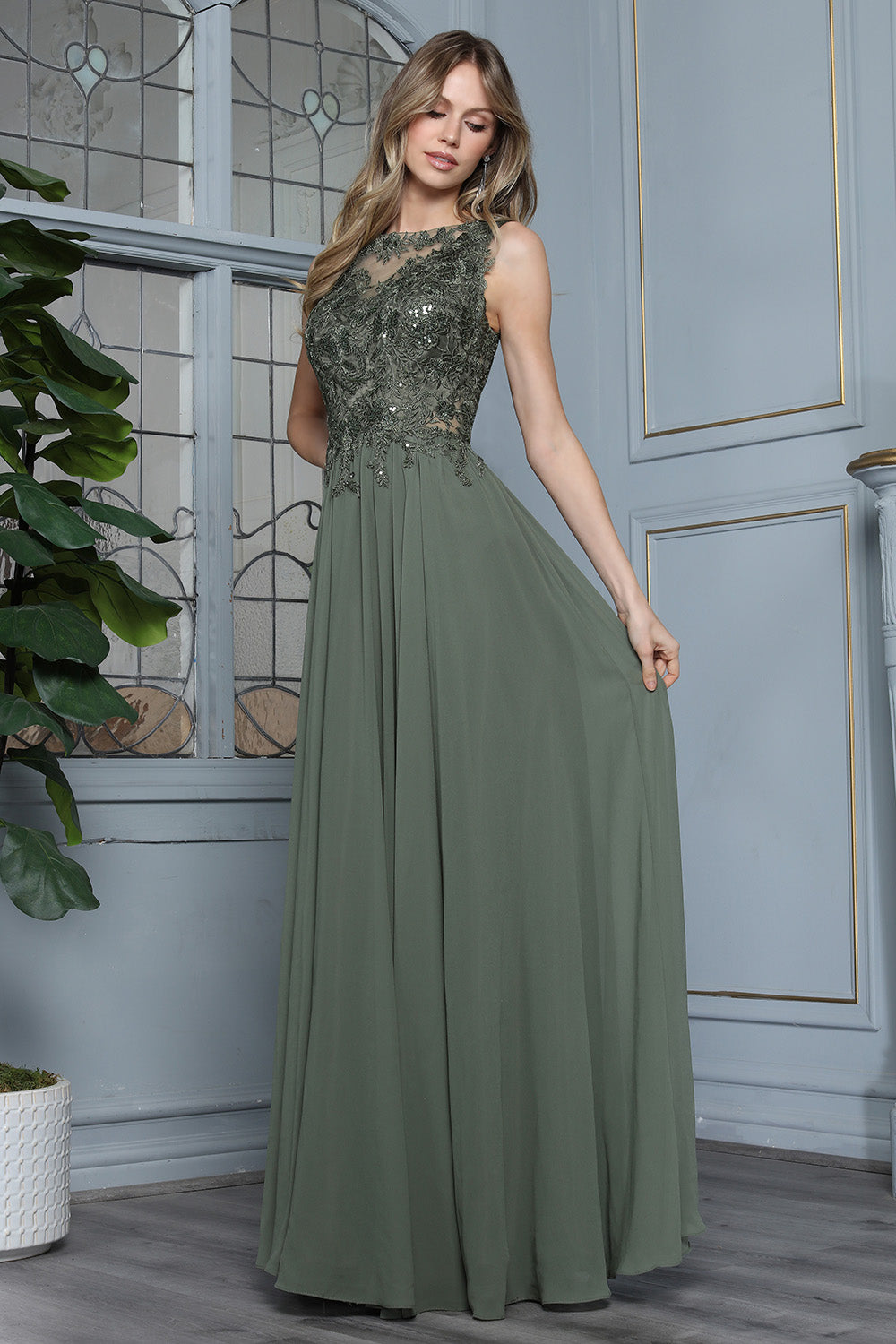 Adora 3344-03 Beaded Bodice Evening Dress