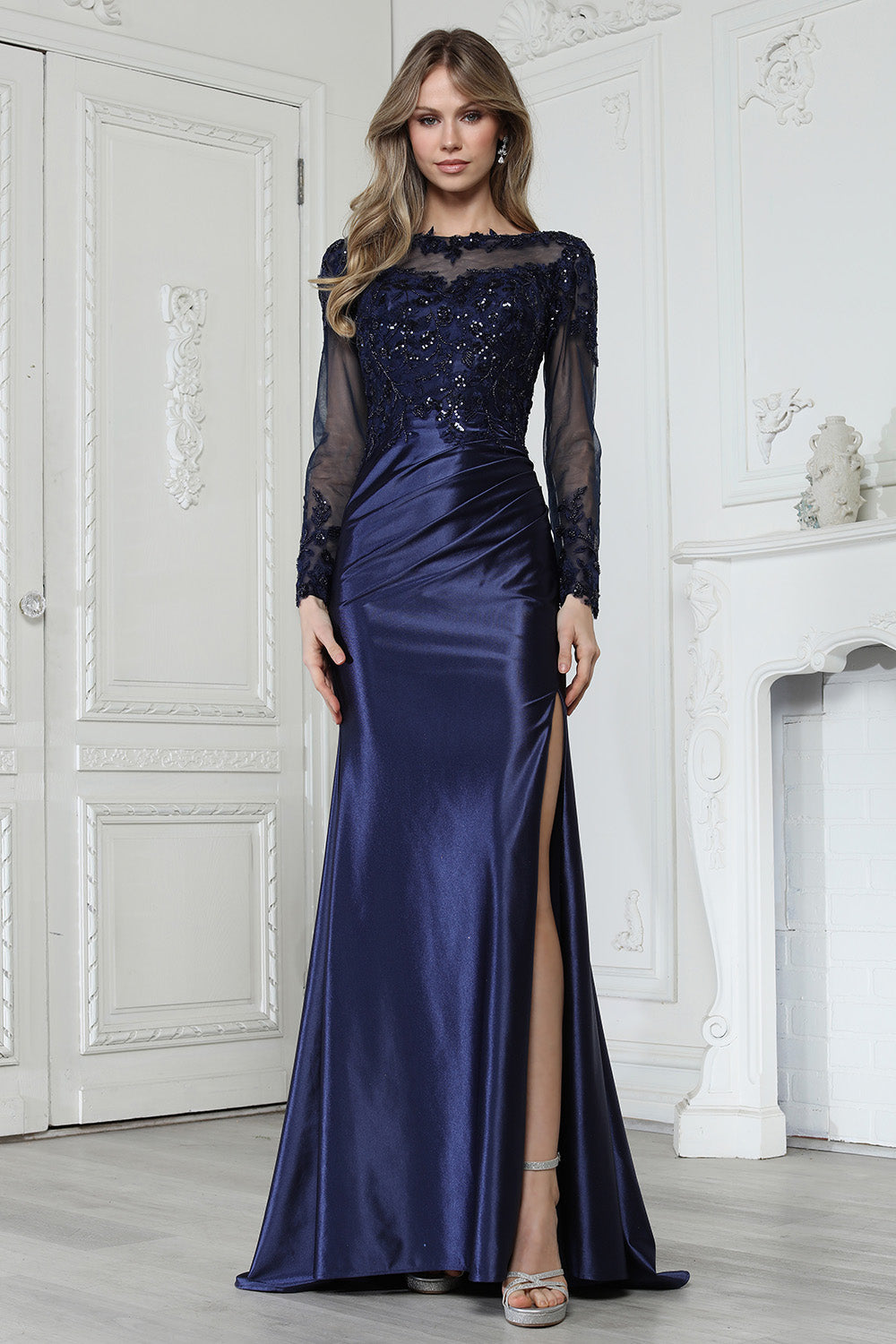 Adora 3348-03 Floral Lace Applique Evening Dress
