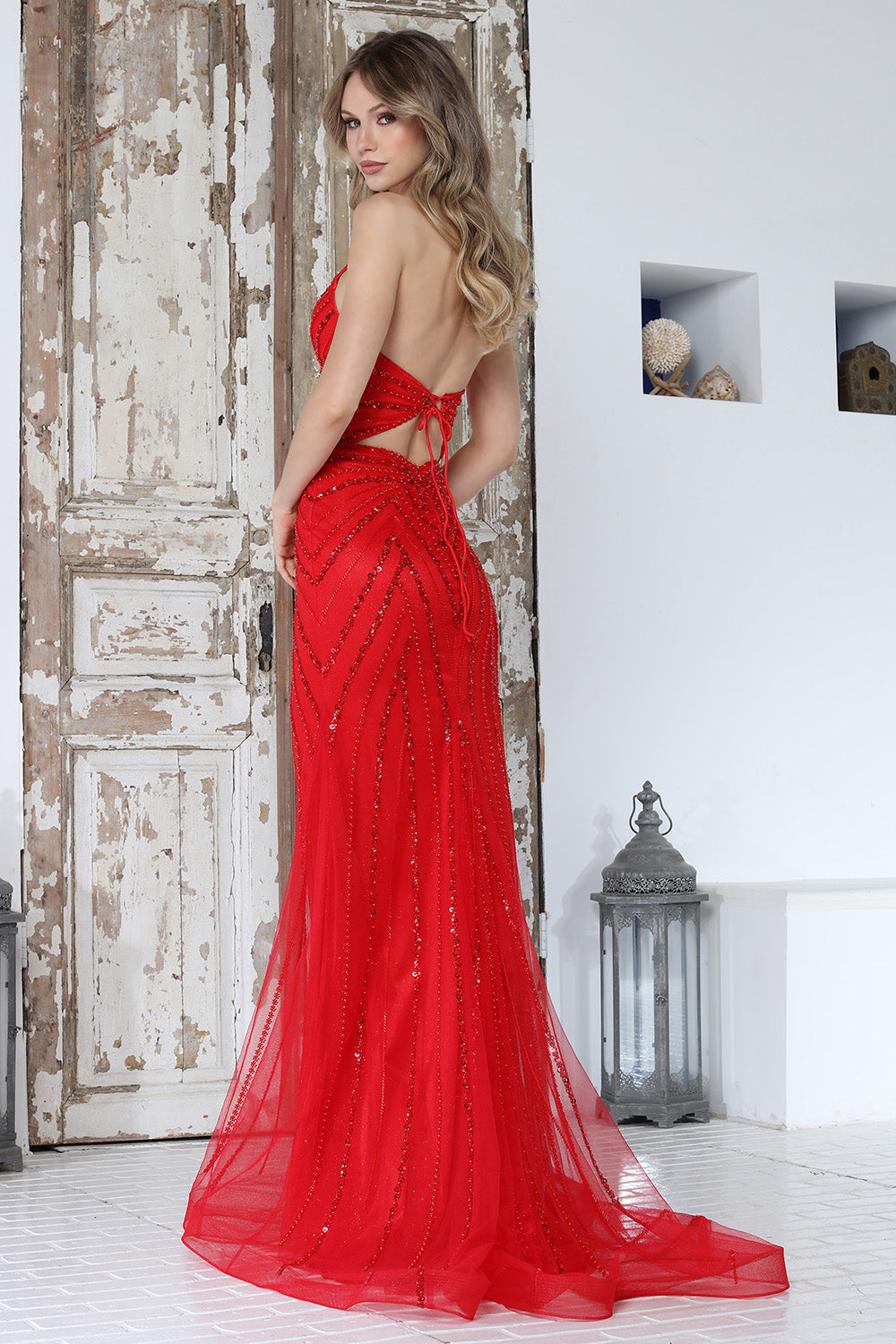 Adora 3350 Beaded V-Neck Prom 2026 Dress