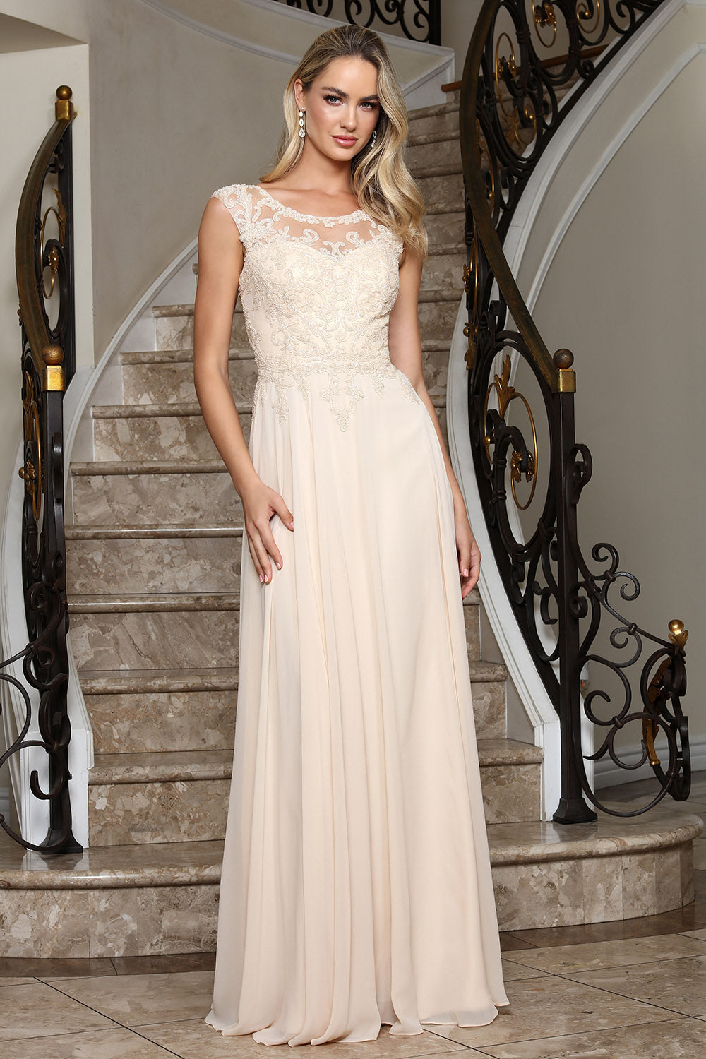 Adora 3353-03 Illusion Lace Evening Dress