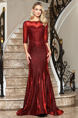 Adora 3354-03 Boat Neckline Three-Quarter Sleeve Sheath Mother of the Bride Dress