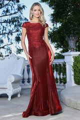 Adora 3355-03 Boat Neckline Cap Sleeves Fit-and-Flare Mother of the Bride Dress
