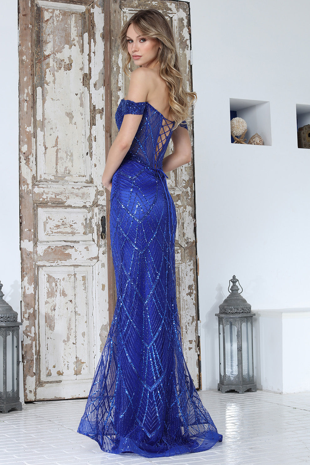 Adora 3359 Off-Shoulder Beaded Prom 2026 Dress
