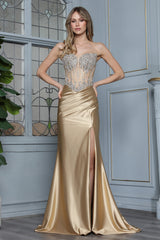 Adora 3369 Beaded Corset High Slit Prom 2026 Dress