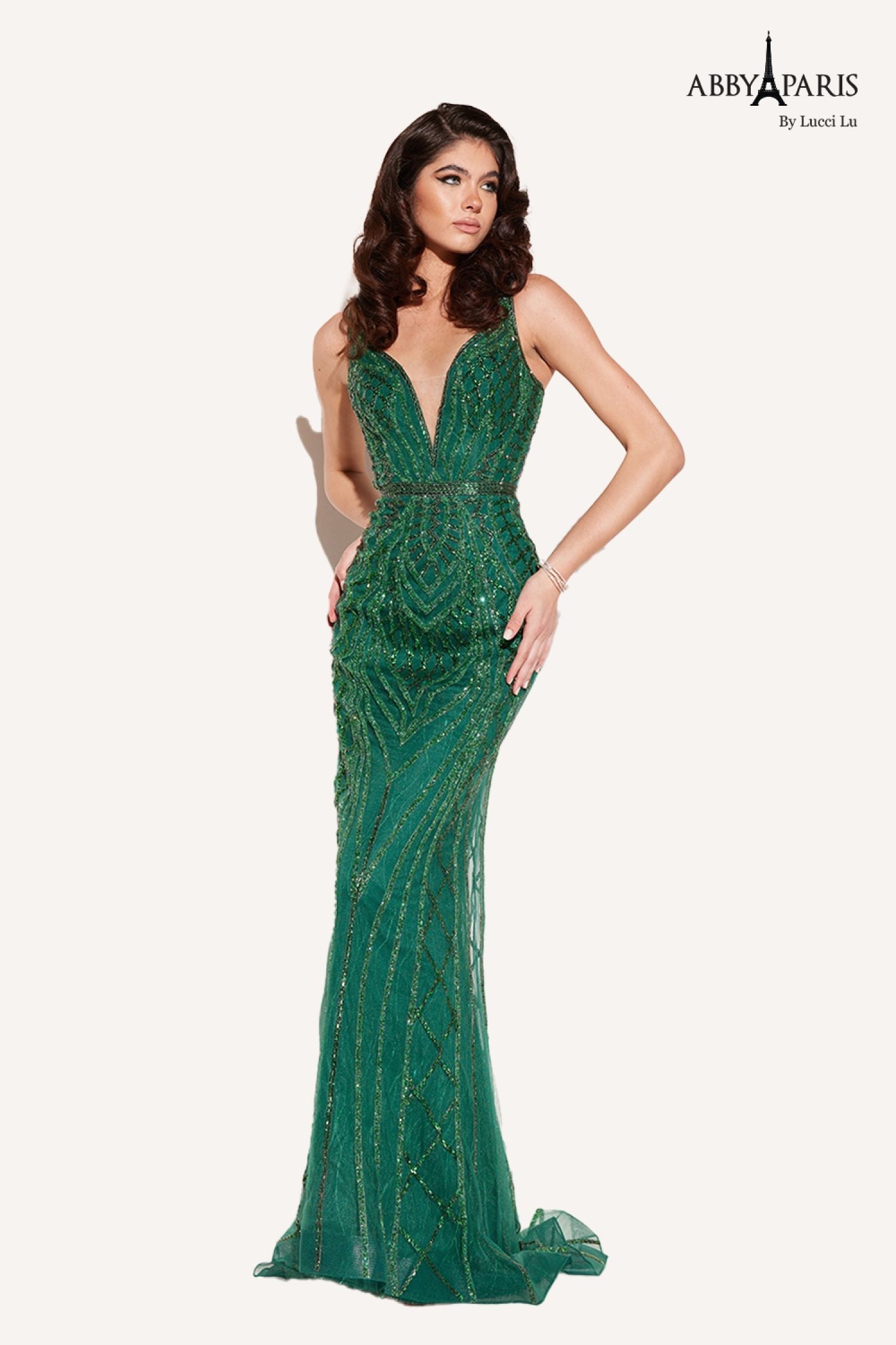 Abby Paris 90156 Beaded Evening Dress