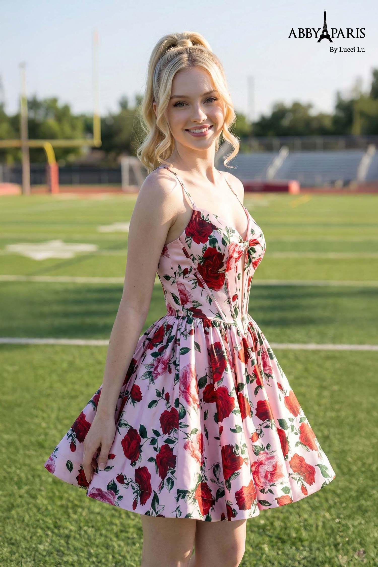 Abby Paris 94235 Floral Homecoming Dress