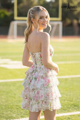 Abby Paris 94239 Floral Strapless Homecoming Dress