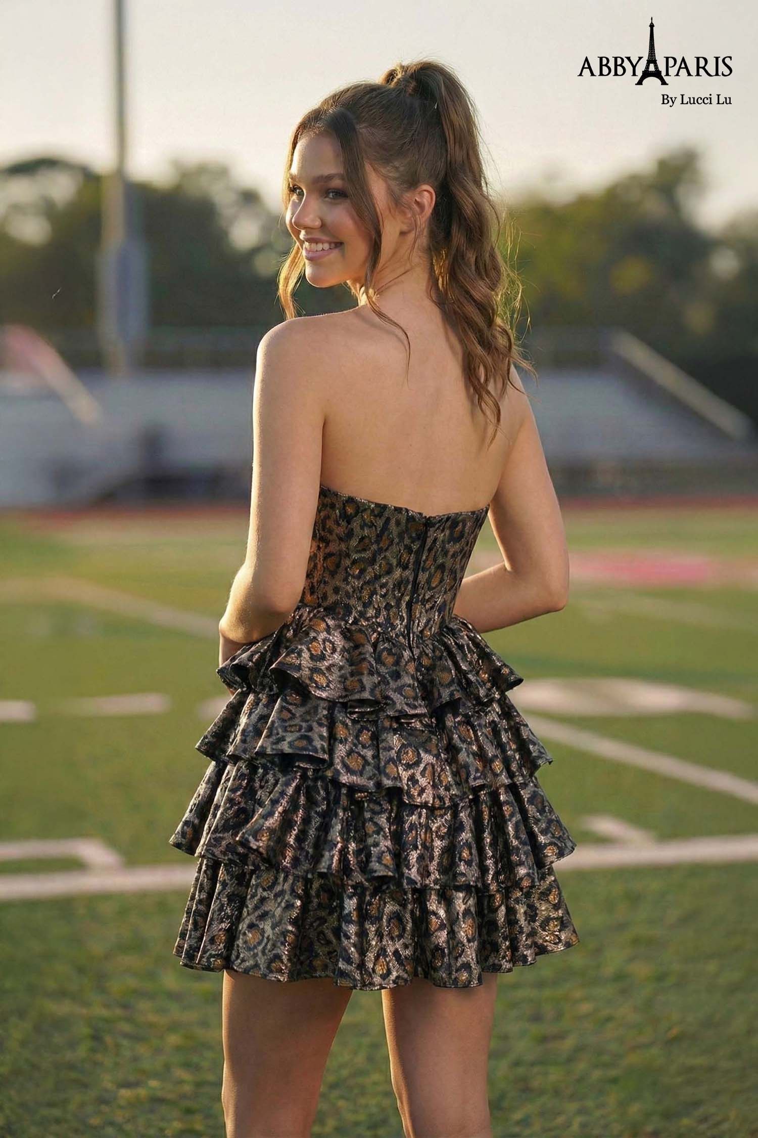 Abby Paris 94247 Animal Print Homecoming Dress