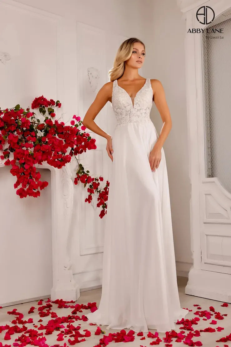 Abby Lane 97137 Deep Plunging V-Neck Bridal Dress