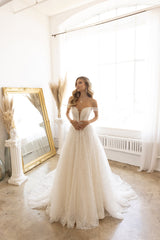 Abby Lane 97185 Plunging Off-Shoulder Sweetheart Bridal Dress