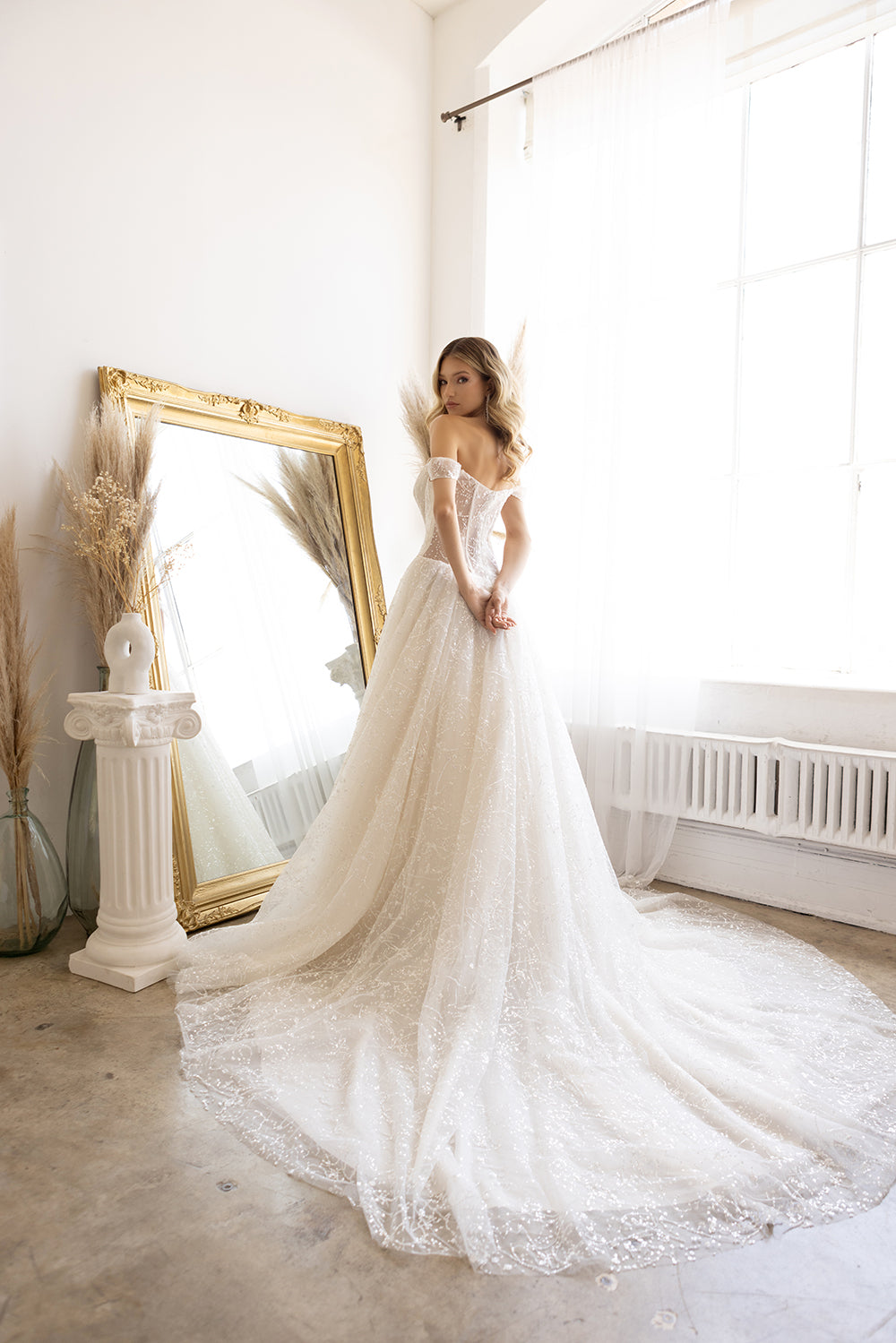 Abby Lane 97185 Plunging Off-Shoulder Sweetheart Bridal Dress