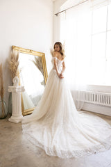 Abby Lane 97185 Plunging Off-Shoulder Sweetheart Bridal Dress