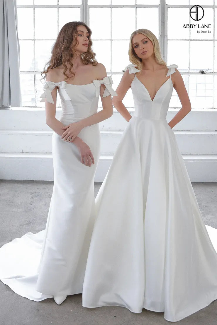 Abby Lane 97347W Deep V-Neckline Bridal Dress