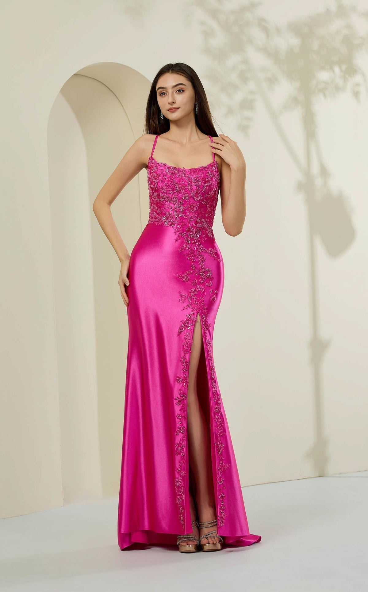 Abby Paris 90357 Beaded High Slit Prom Dress 2026