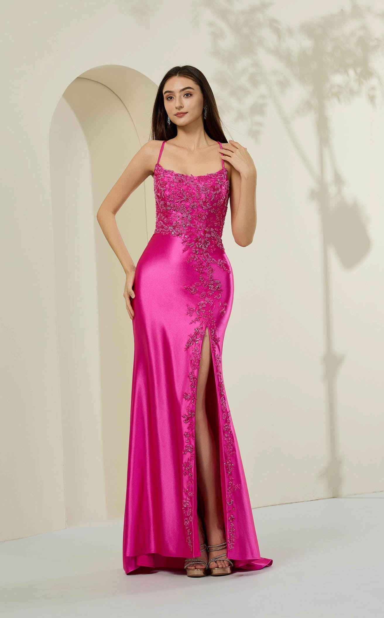 Abby Paris 90357 Beaded High Slit Prom Dress 2026