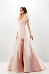Abdo Aoude L20 Feathered Trumpet Couture Dress
