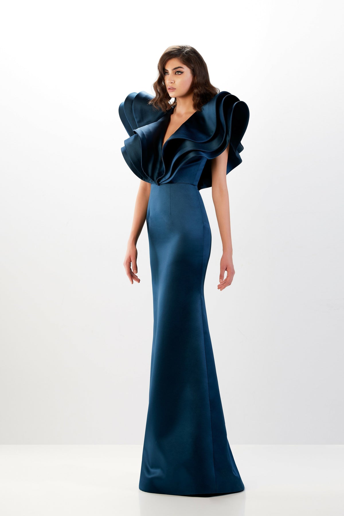 Abdo Aoude L17 Plunging V-Neck Couture Dress