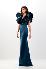 Abdo Aoude L17 Plunging V-Neck Couture Dress