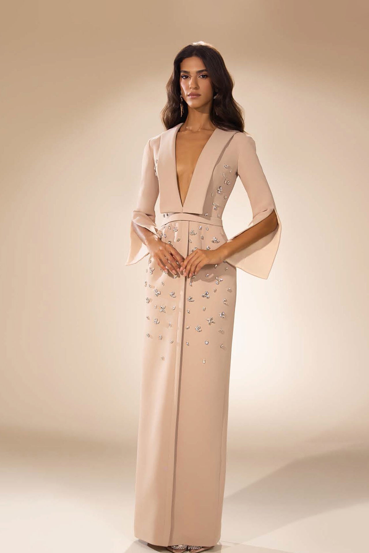 Abdo Aoude D12 Plunging V-Neckline Couture Dress