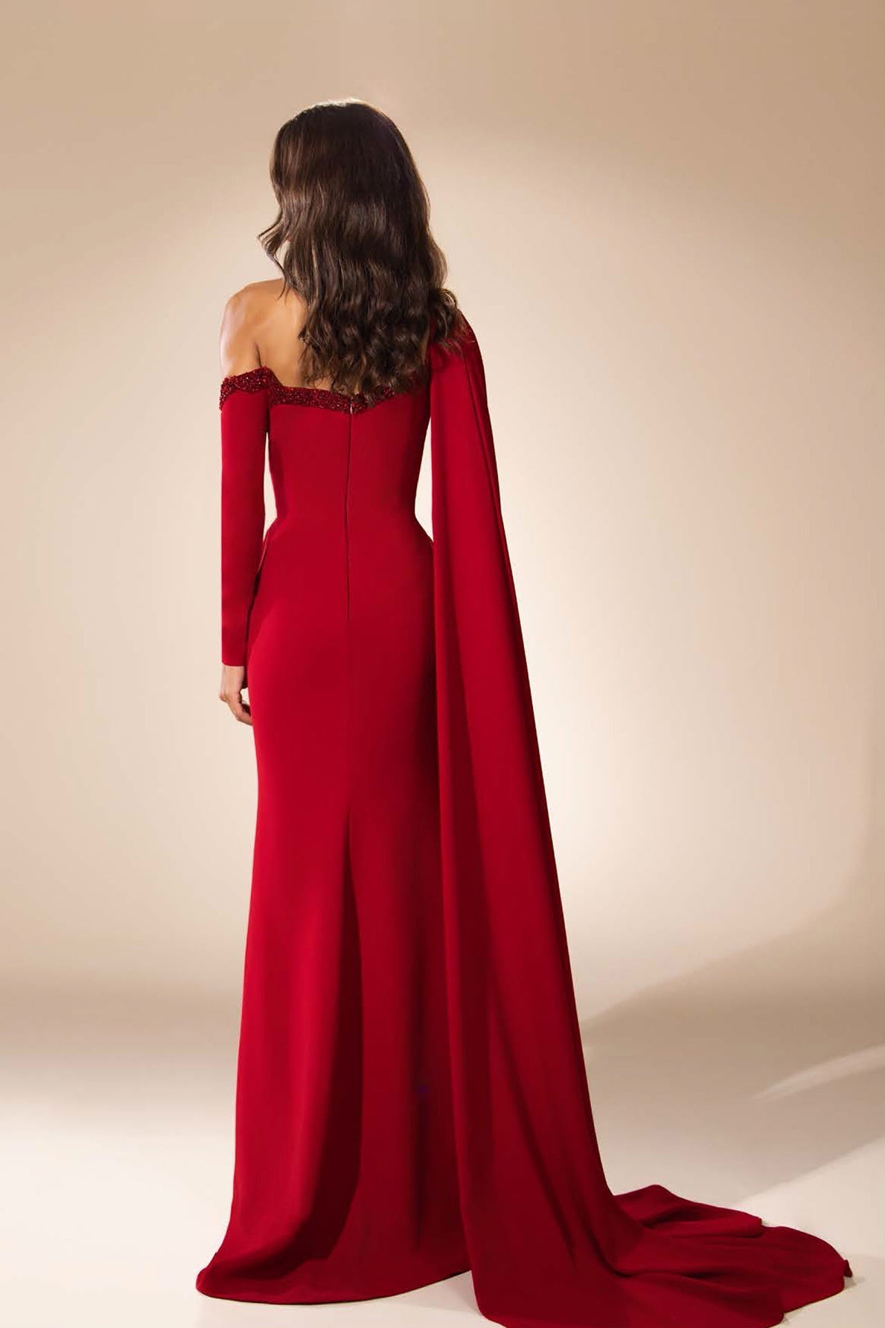 Abdo Aoude D19 Beaded Cape Couture Dress