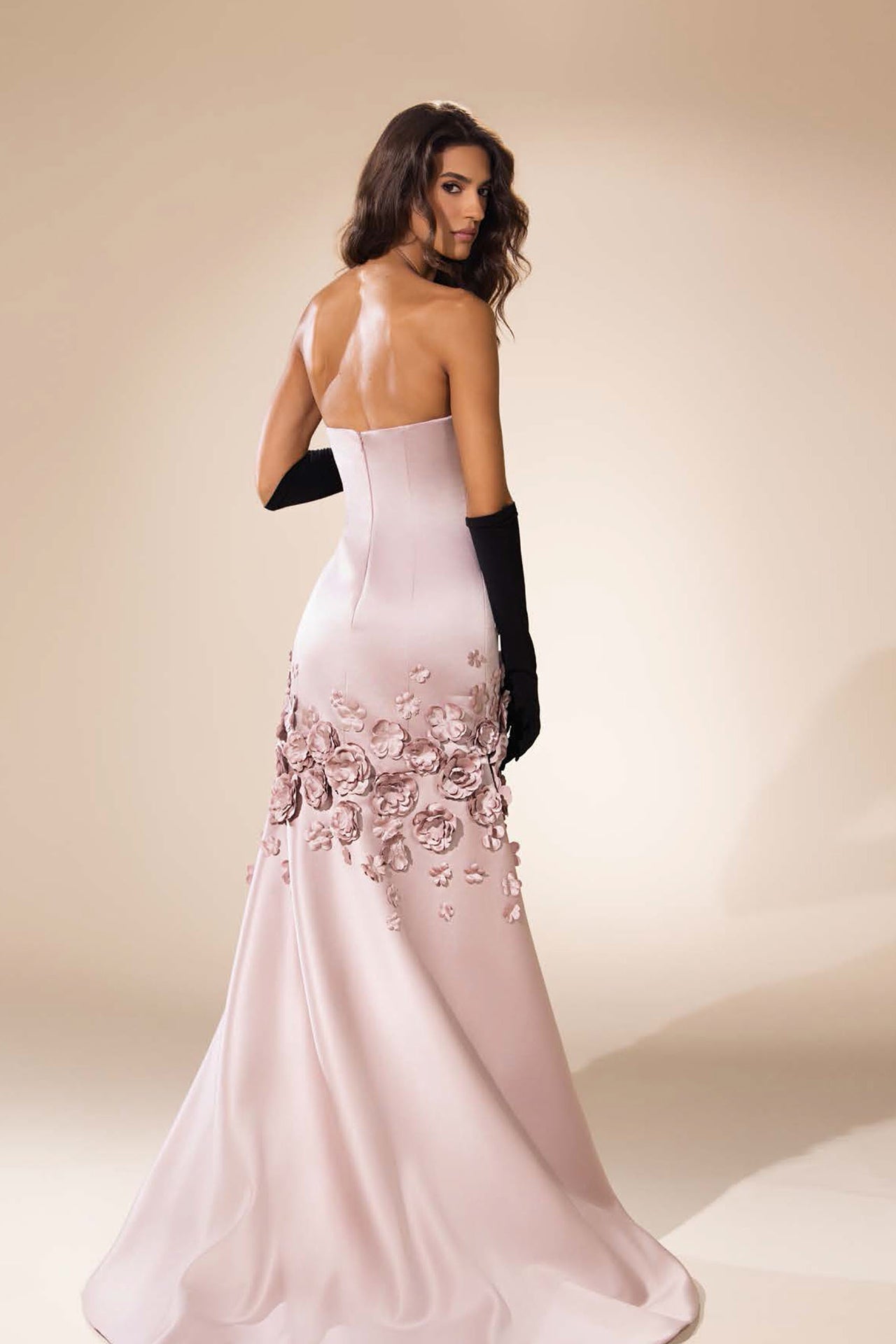 Abdo Aoude D3 Hand-Crafted 3D Floral Appliqués Couture Dress