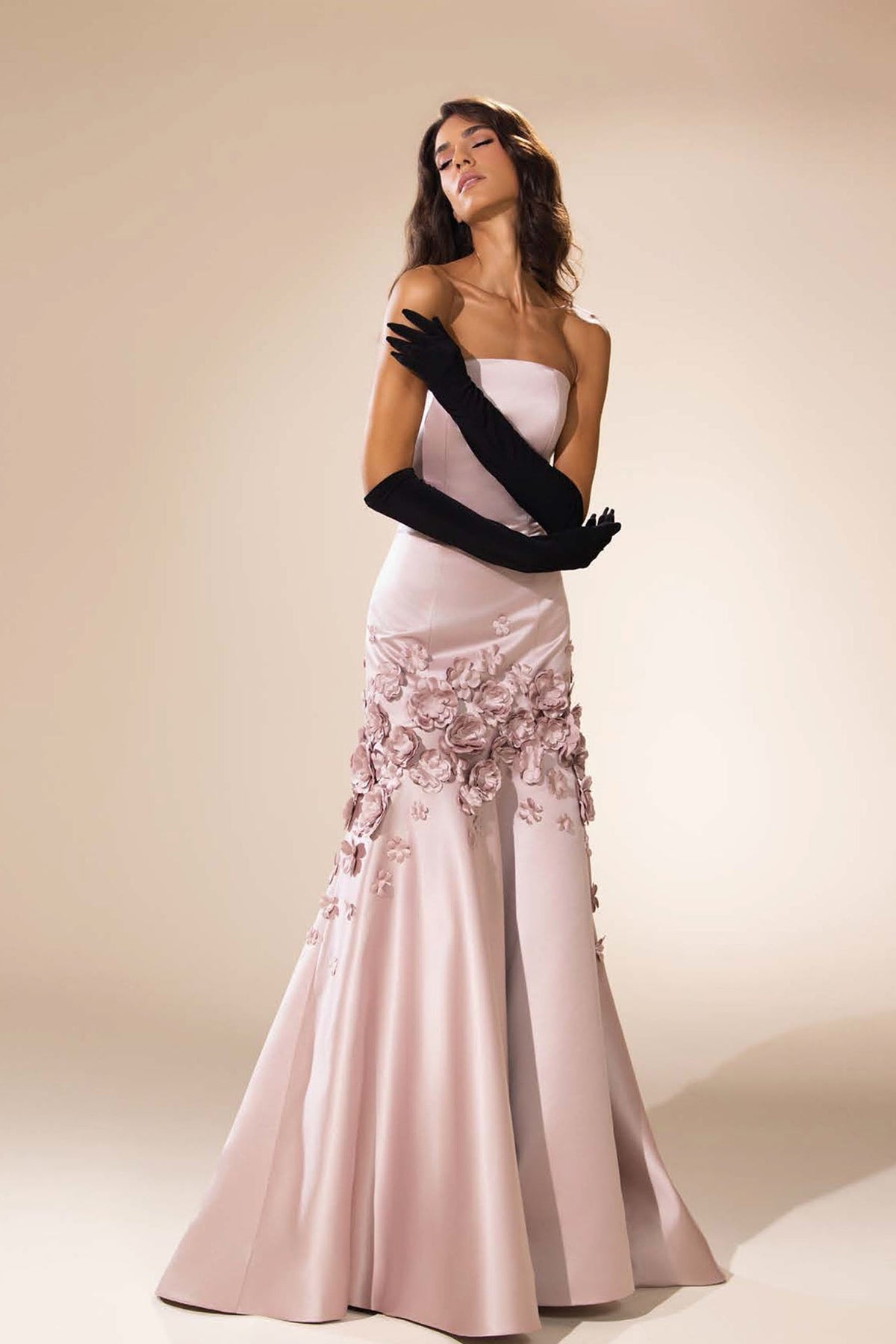 Abdo Aoude D3 Hand-Crafted 3D Floral Appliqués Couture Dress