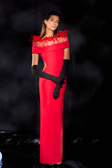 Abdo Aoude M04 Off-the-Shoulder Feathered COUTURE Dress