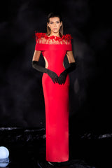 Abdo Aoude M04 Off-the-Shoulder Feathered COUTURE Dress