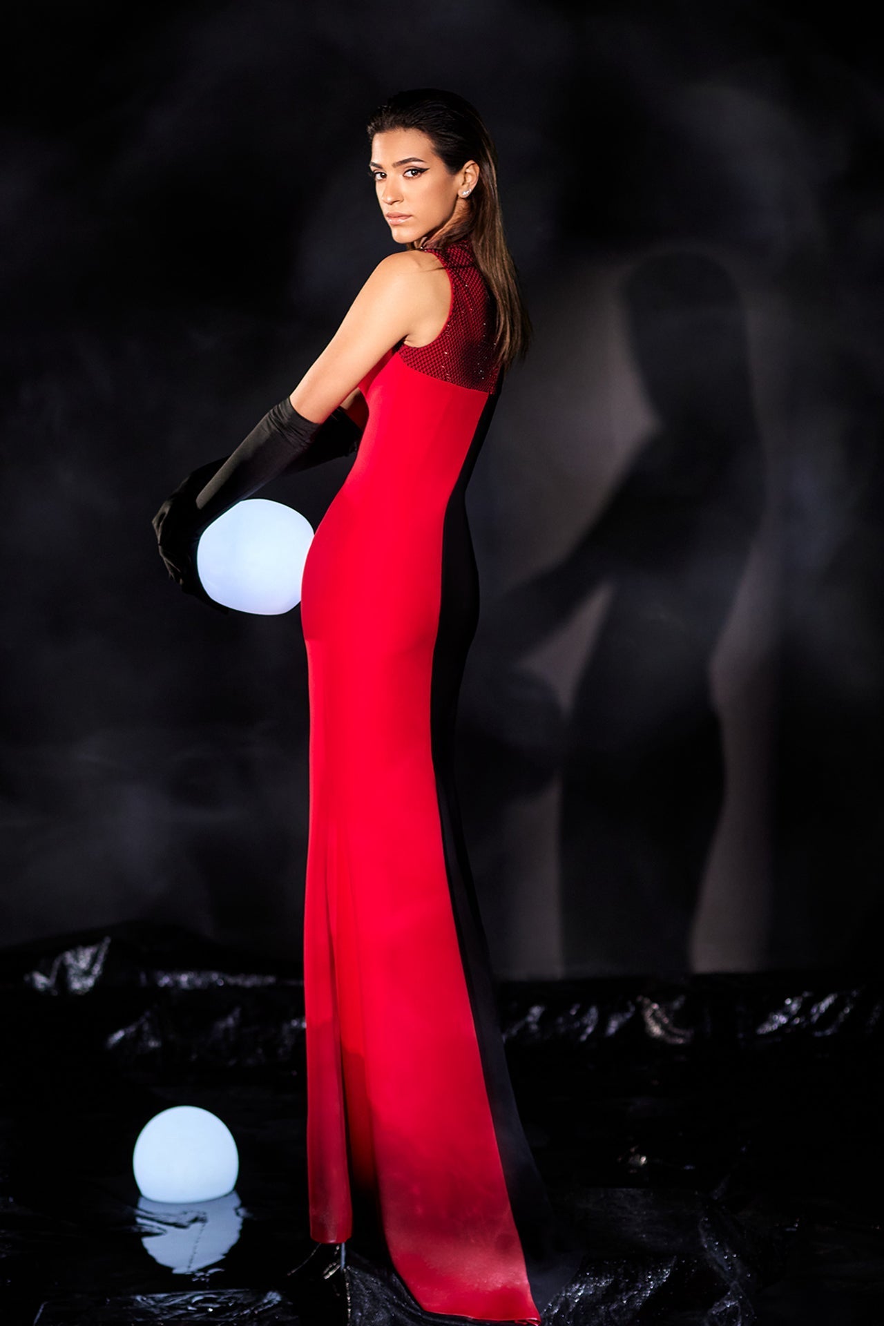 Abdo Aoude M02 Vertical Bicolor Couture Dress