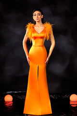 Abdo Aoude M18 Feathered Shoulder COUTURE Dress