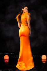 Abdo Aoude M18 Feathered Shoulder COUTURE Dress