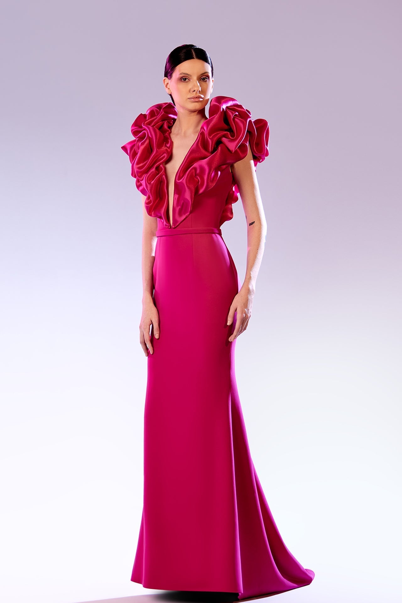 Abdo Aoude SS11 Oversized Ruffles Shoulder Couture Dress